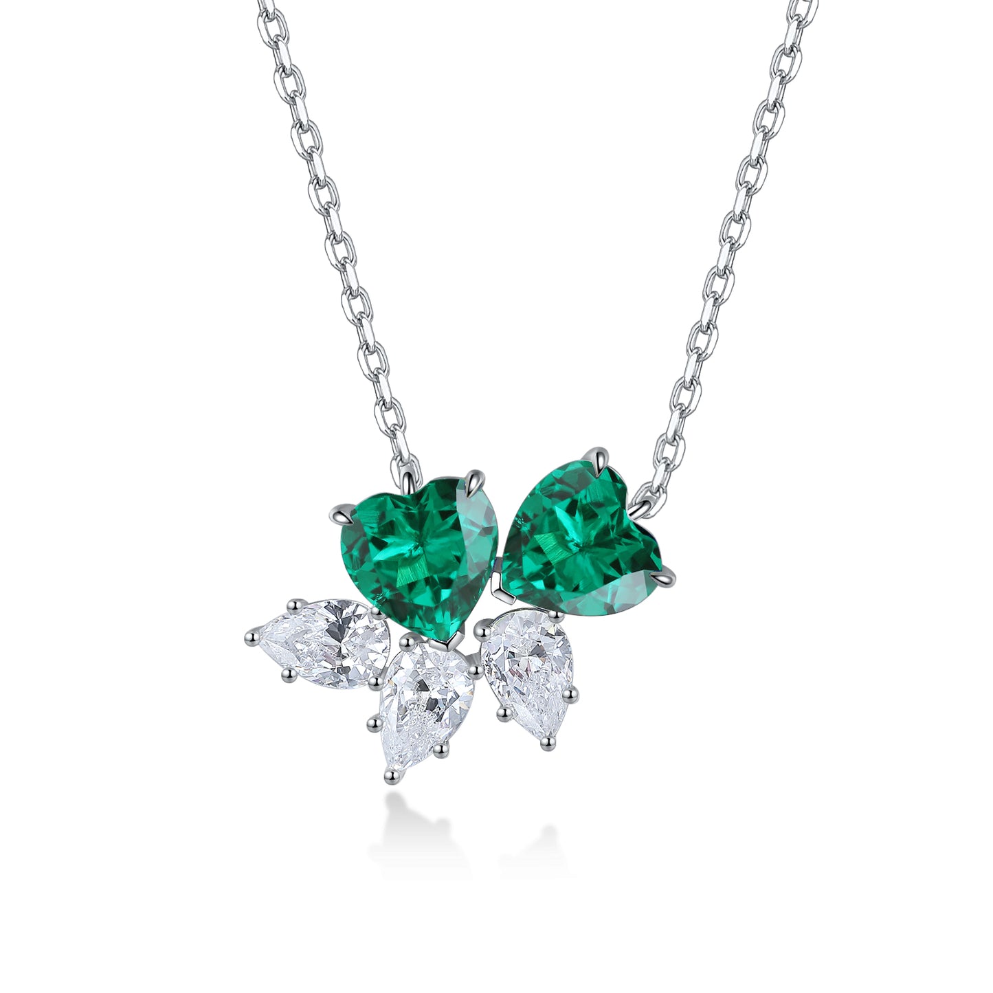 3.47 Carat Double Heart-Shape Lab Grown Gemstone Necklace