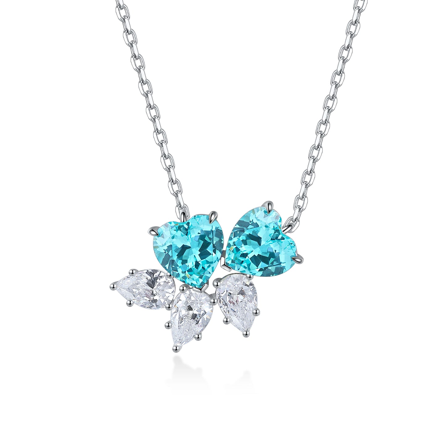 3.47 Carat Double Heart-Shape Lab Grown Gemstone Necklace