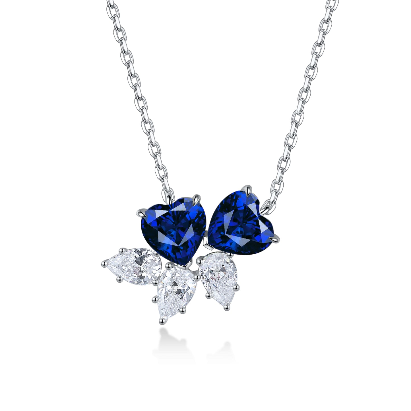 3.47 Carat Double Heart-Shape Lab Grown Gemstone Necklace