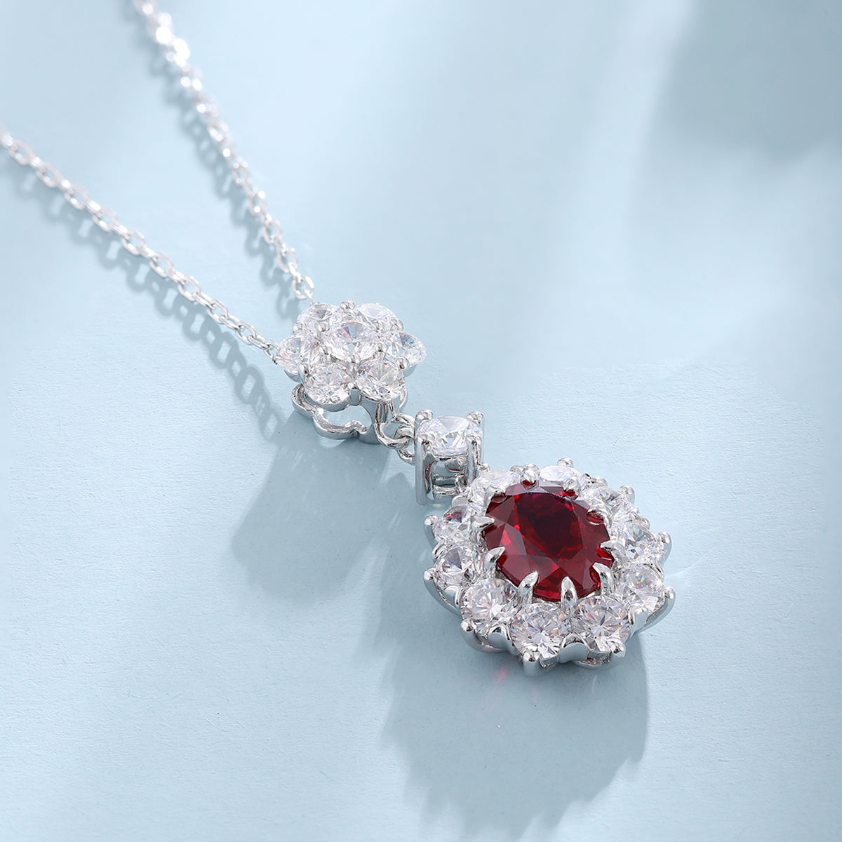 2.785 Carat Oval Shape Lab Grown Gemstone Flower Pendant