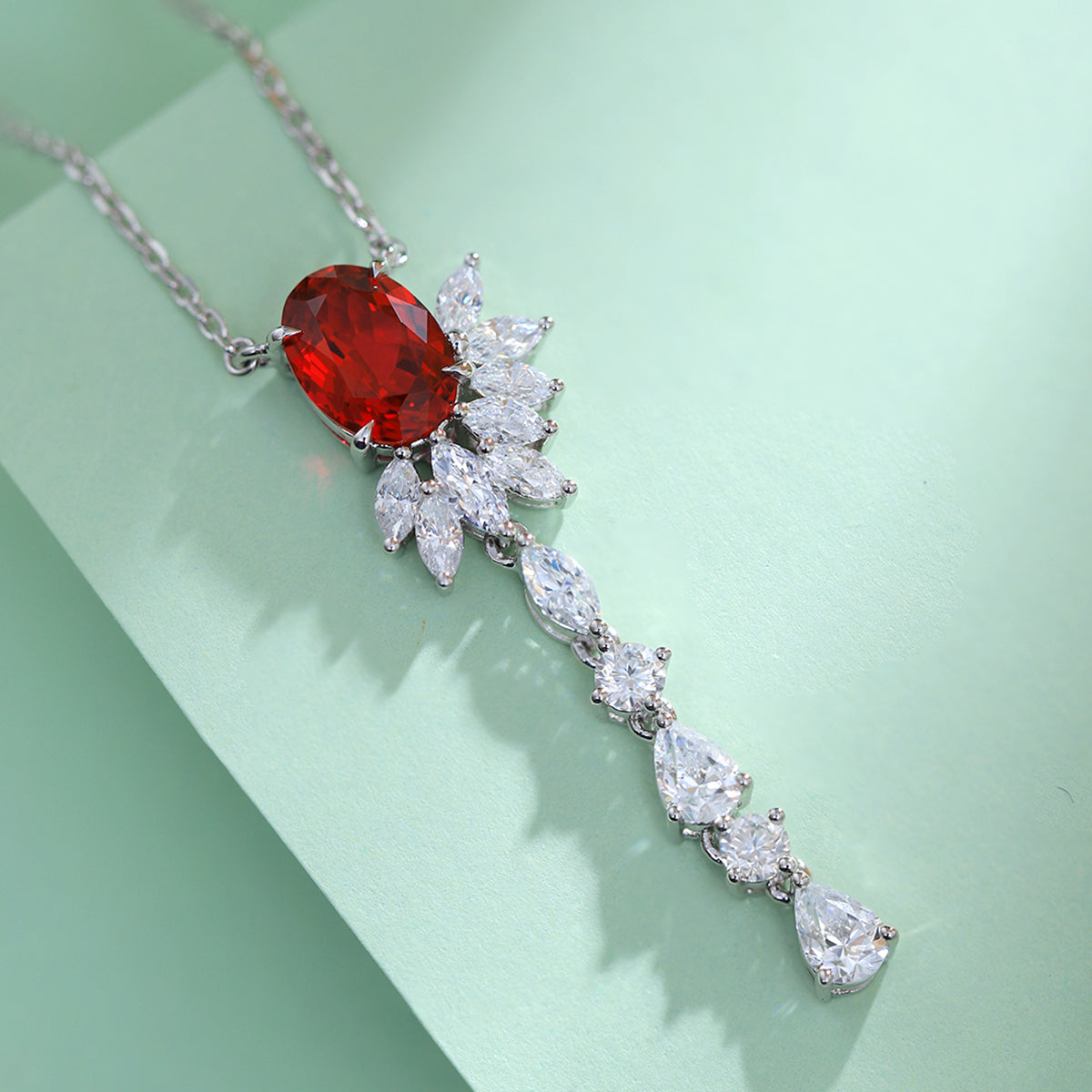 2.22 Carat Oval Lab Created Gemstone Pendant Necklace