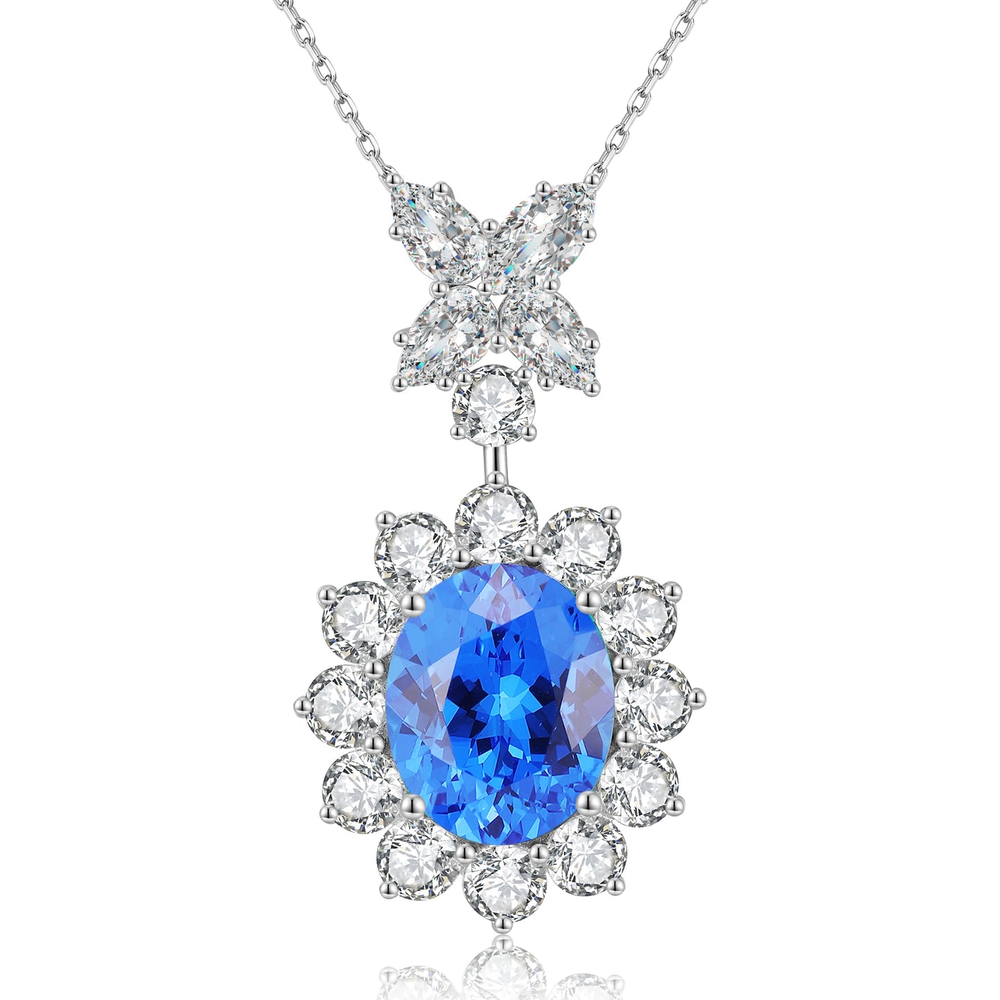 4.76 Carat Oval Shape Lab Grown Gemstone Pendant Necklace