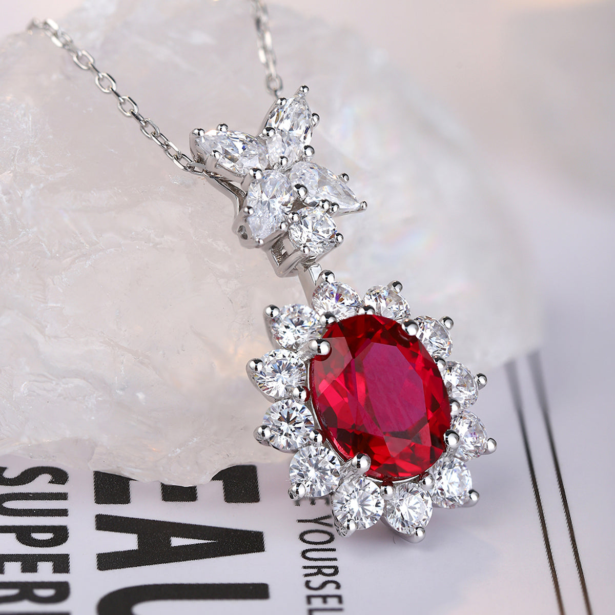 4.76 Carat Oval Shape Lab Grown Gemstone Pendant Necklace