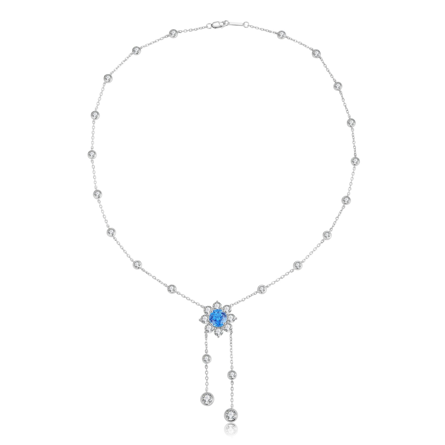 S925 Silver Plated 18K Platinum Sun-Flower Necklace Gemstone