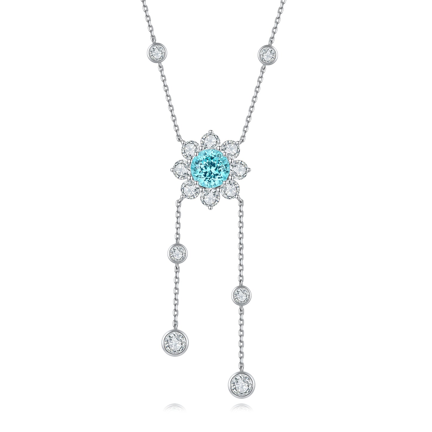 S925 Silver Plated 18K Platinum Sun-Flower Necklace Gemstone