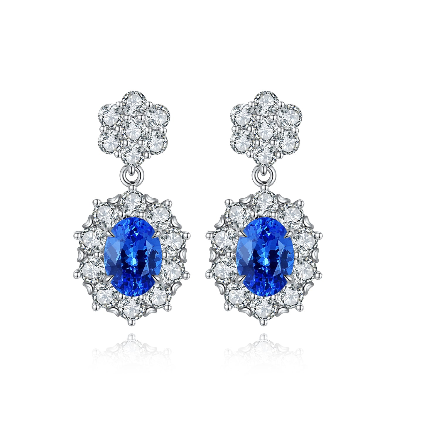 2.32 Carats Oval Shape Lab Grown Gemstone Pendant Earrings