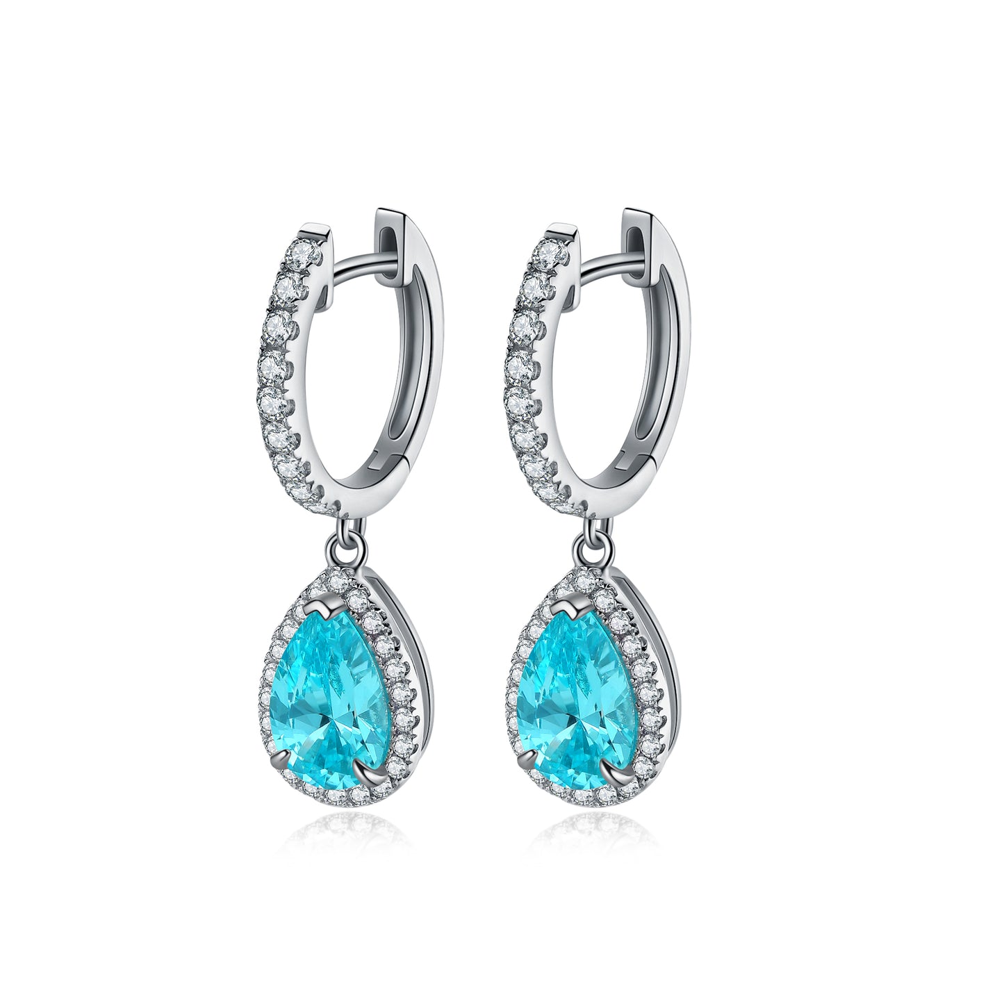 3.08 Carats Pear-Shape Lab Grown Paraiba Stone Earrings