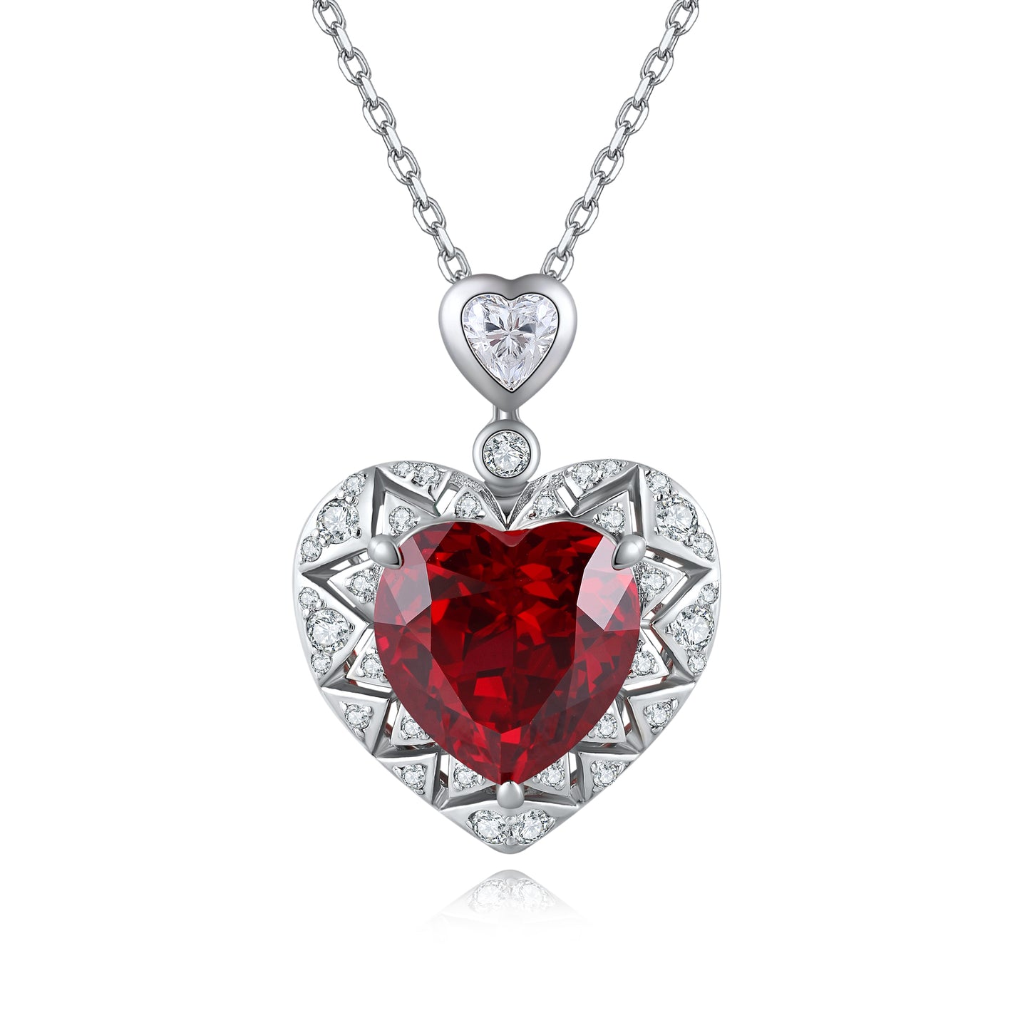 7.03 Carat Heart-Shaped Lab Created Gemstone Necklace