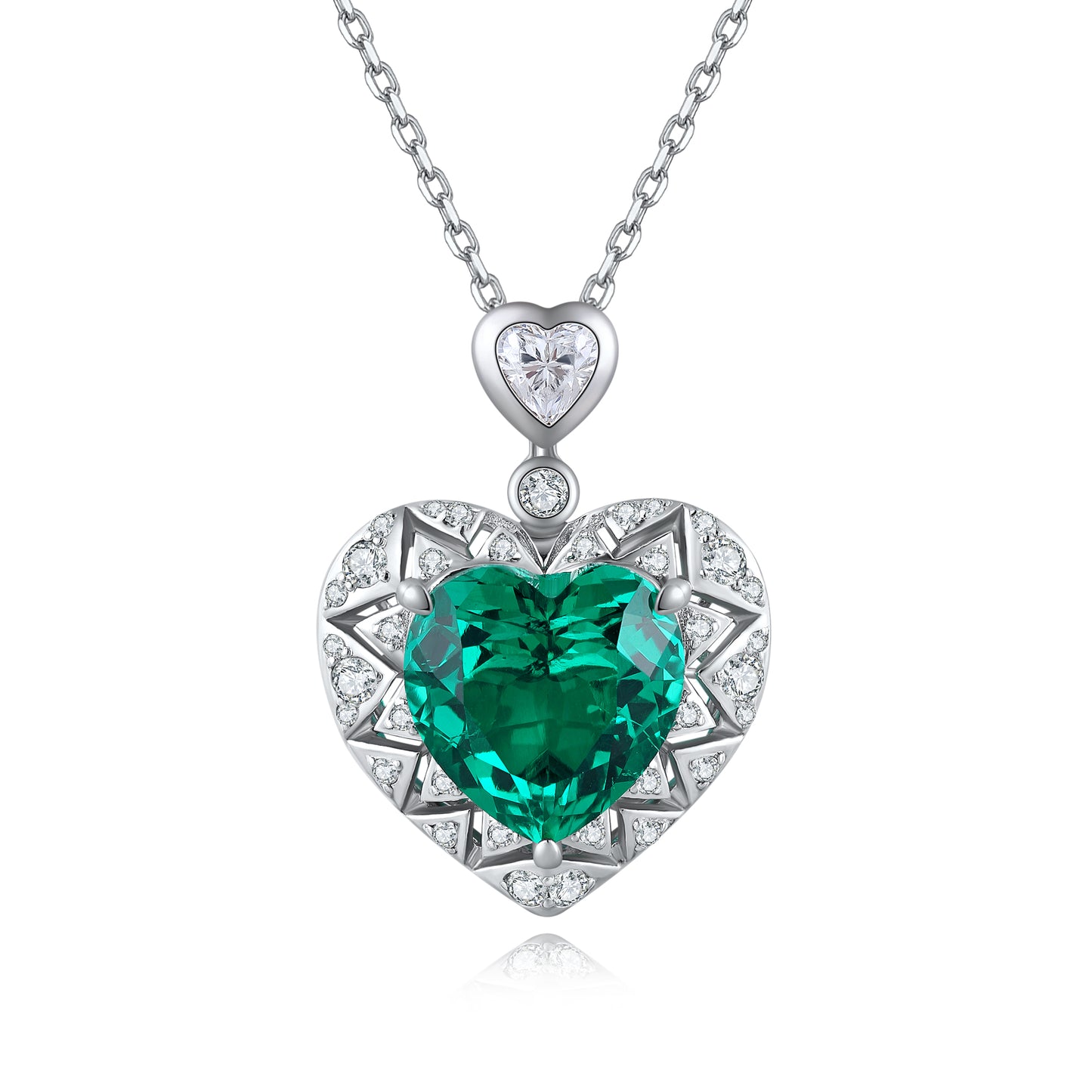 7.03 Carat Heart-Shaped Lab Created Gemstone Necklace