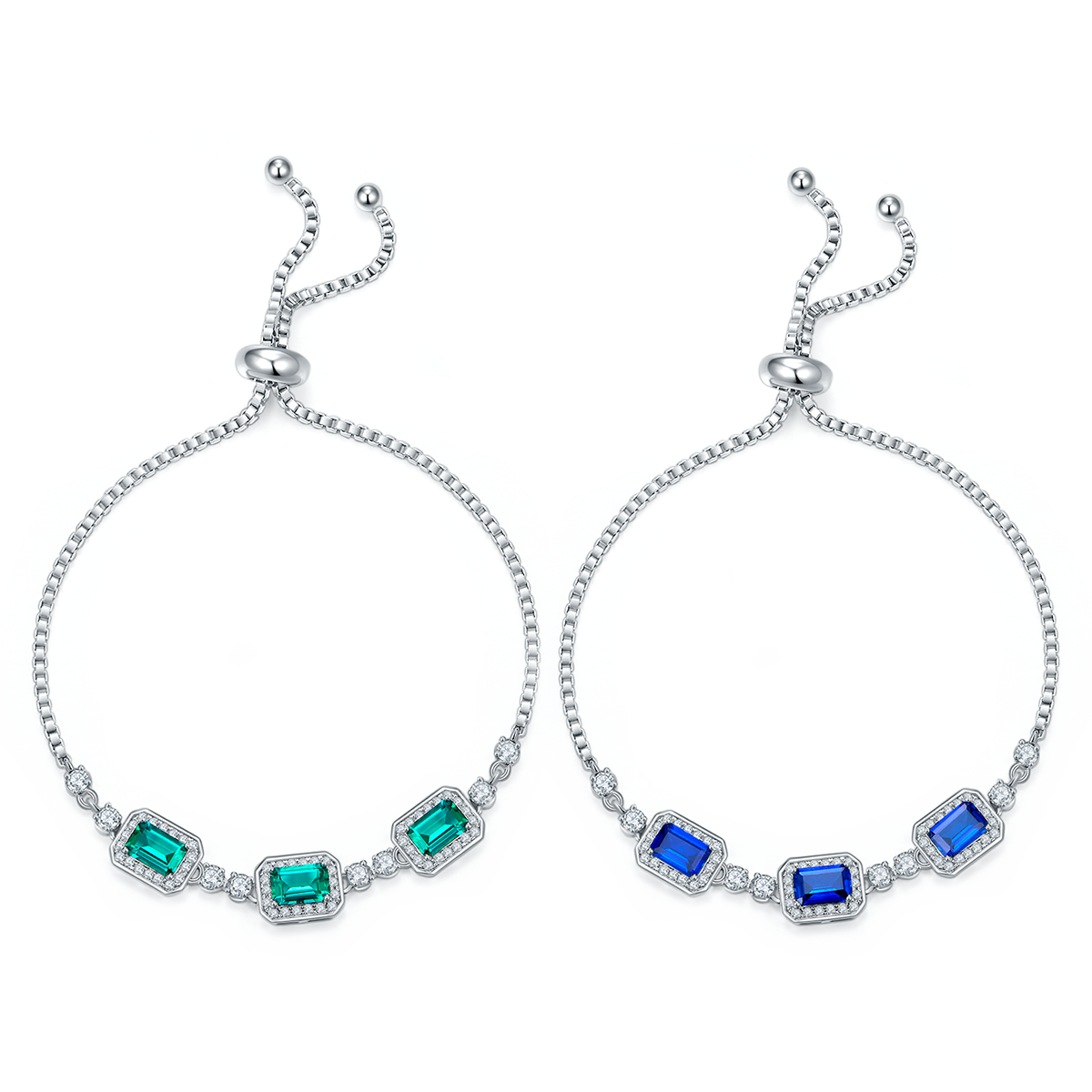 1.4 Carat Three Emerald-Cut Lab Grown Gemstones Bracelet