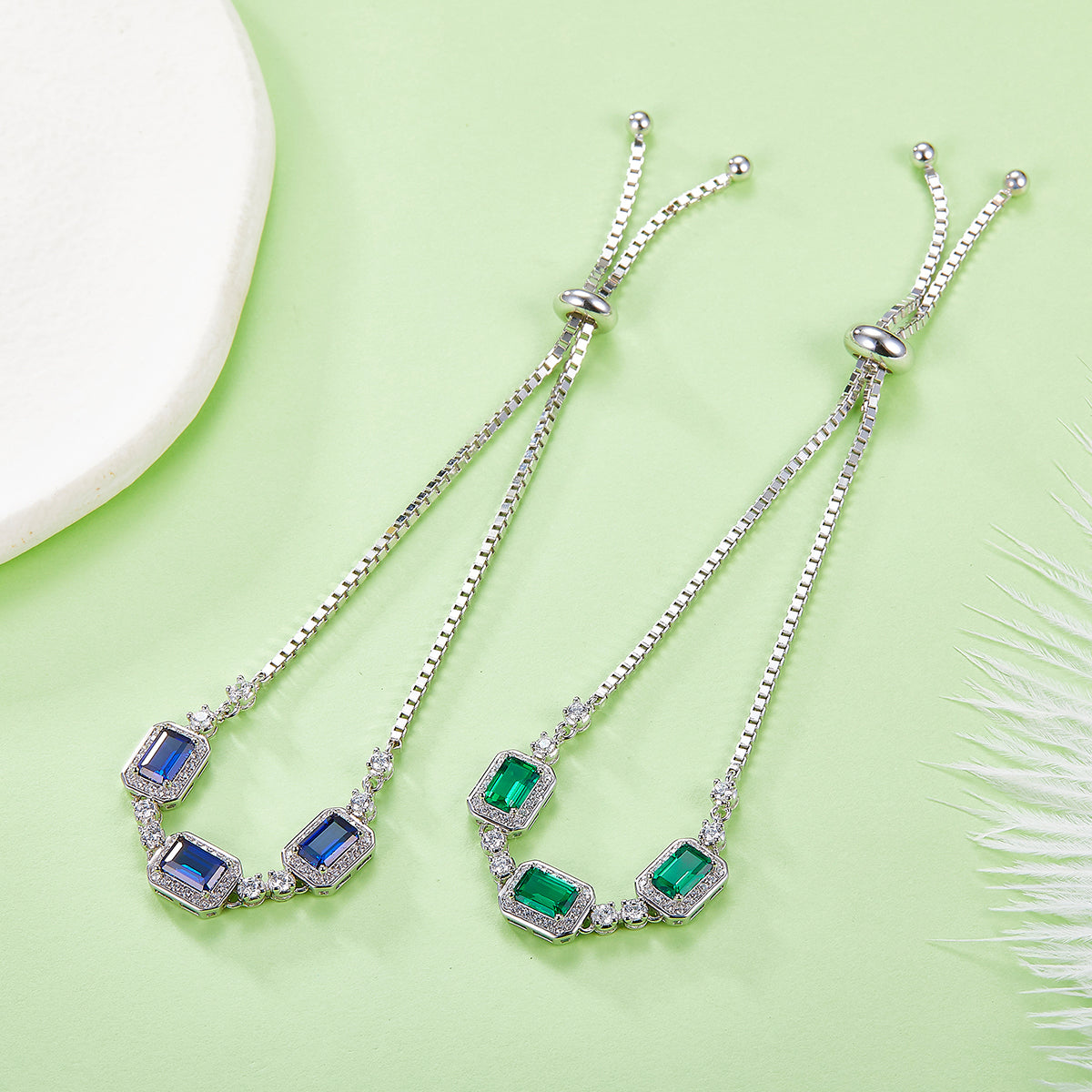 1.4 Carat Three Emerald-Cut Lab Grown Gemstones Bracelet