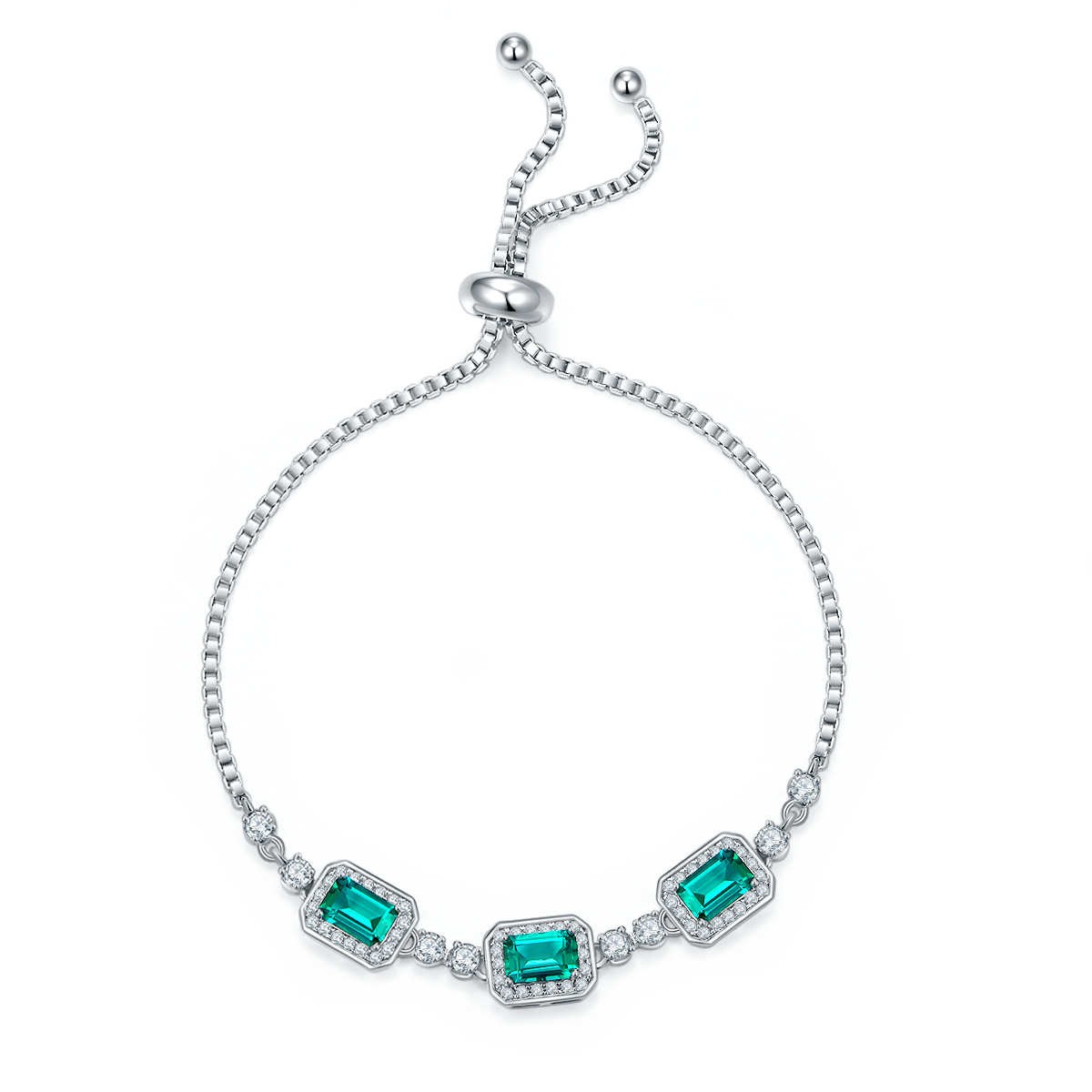 1.4 Carat Three Emerald-Cut Lab Grown Gemstones Bracelet