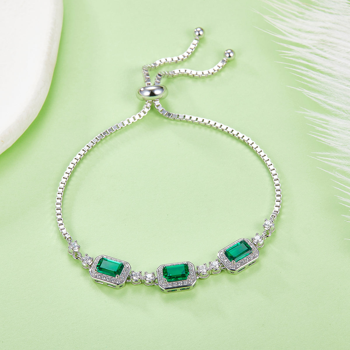 1.4 Carat Three Emerald-Cut Lab Grown Gemstones Bracelet