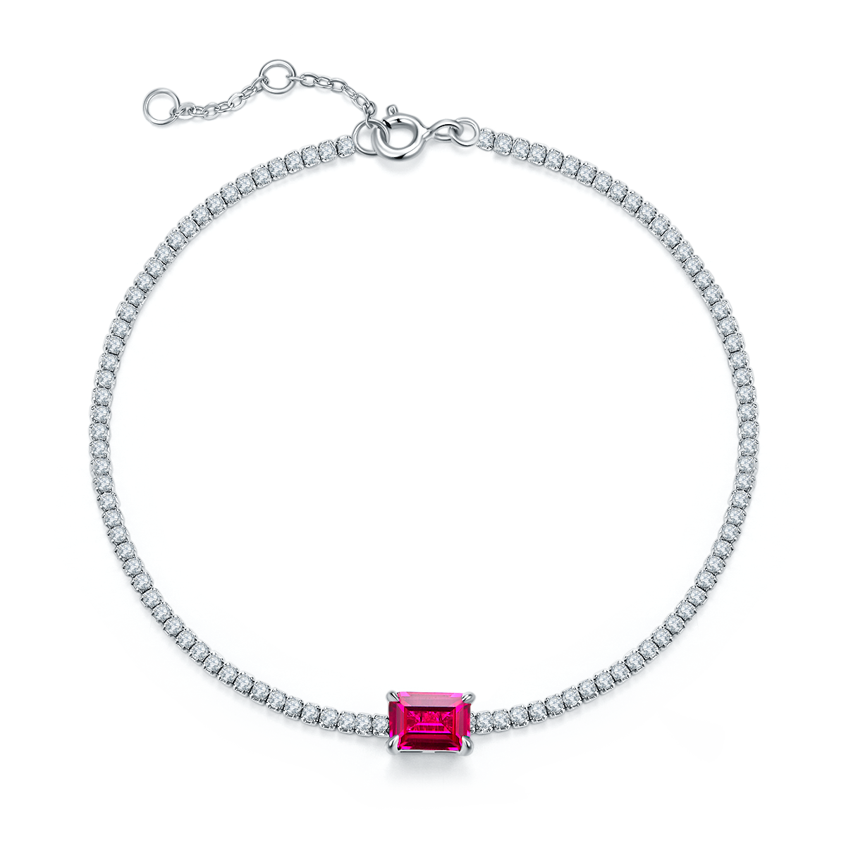 S925 Silver Plated 18K Platinum Bracelet with 0.77 Carat Emerald-Cut Lab Grown Gemstone