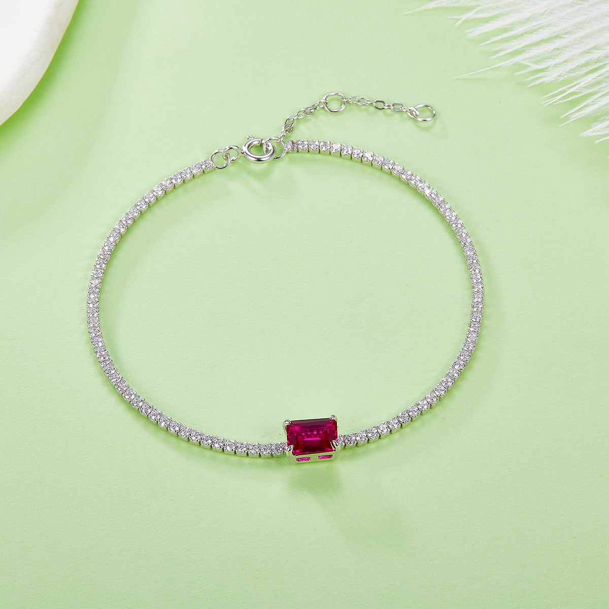 S925 Silver Plated 18K Platinum Bracelet with 0.77 Carat Emerald-Cut Lab Grown Gemstone