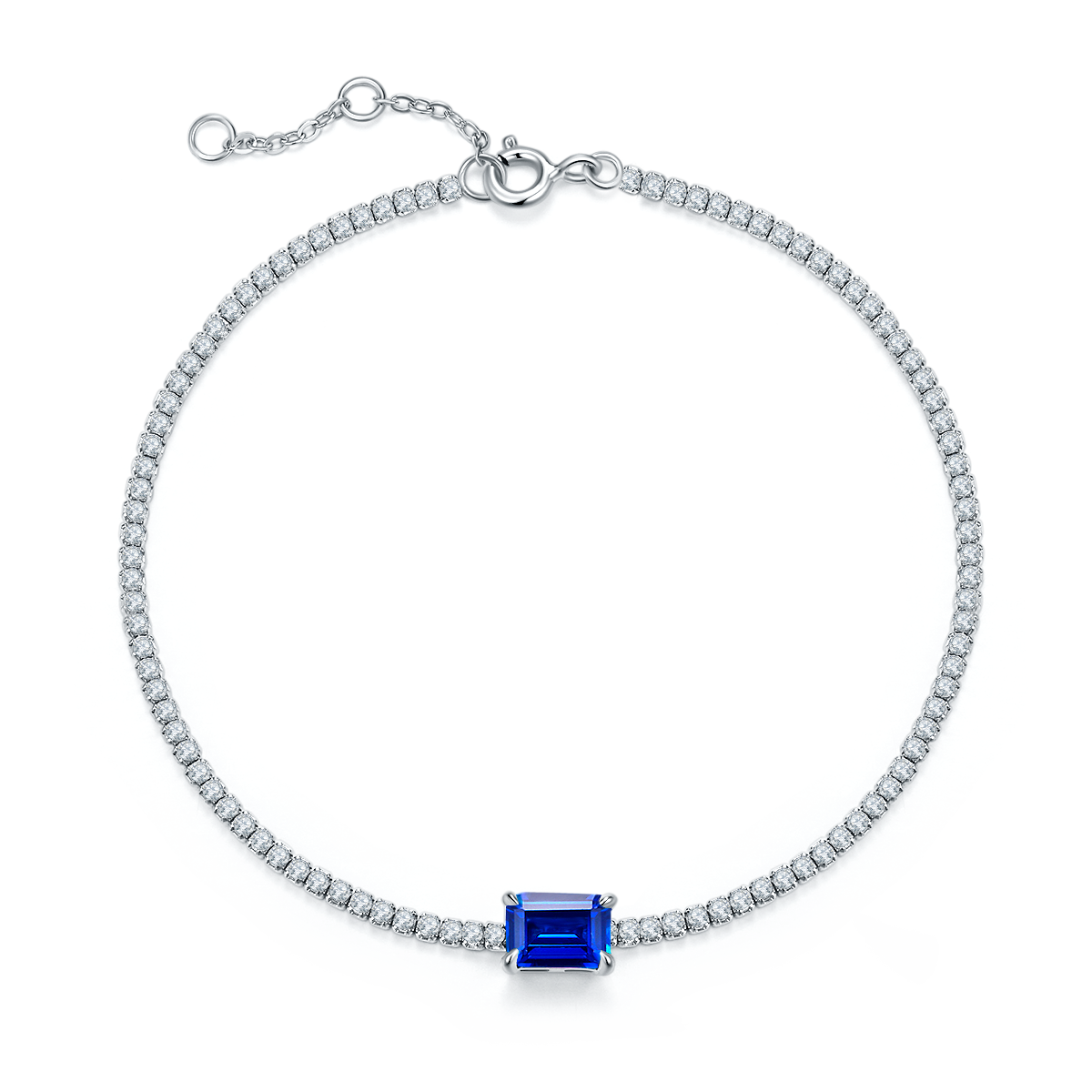 S925 Silver Plated 18K Platinum Bracelet with 0.77 Carat Emerald-Cut Lab Grown Gemstone