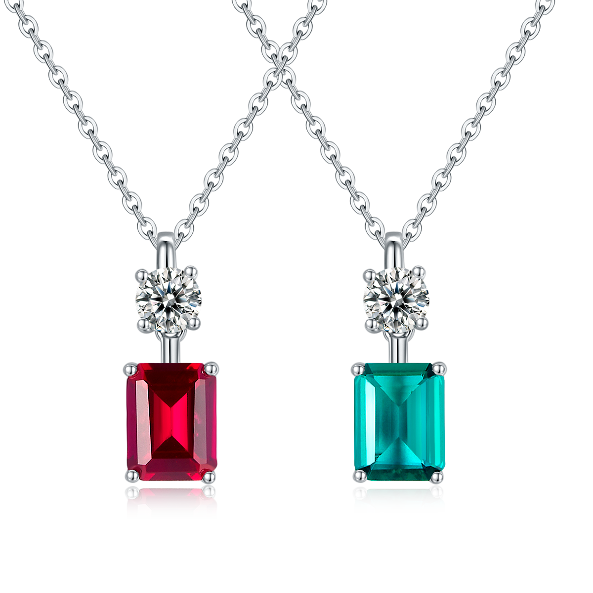 1.22 Carat Rectangle Lab Grown Gemstone Pendant Necklace