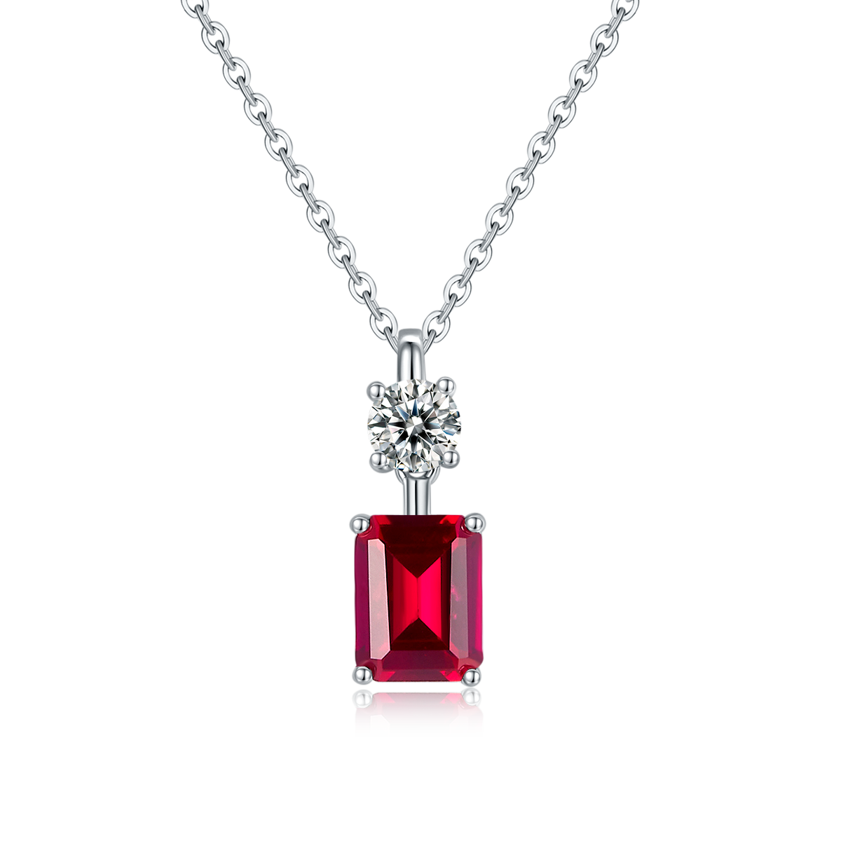 1.22 Carat Rectangle Lab Grown Gemstone Pendant Necklace