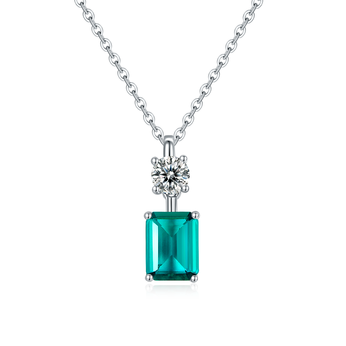 1.22 Carat Rectangle Lab Grown Gemstone Pendant Necklace