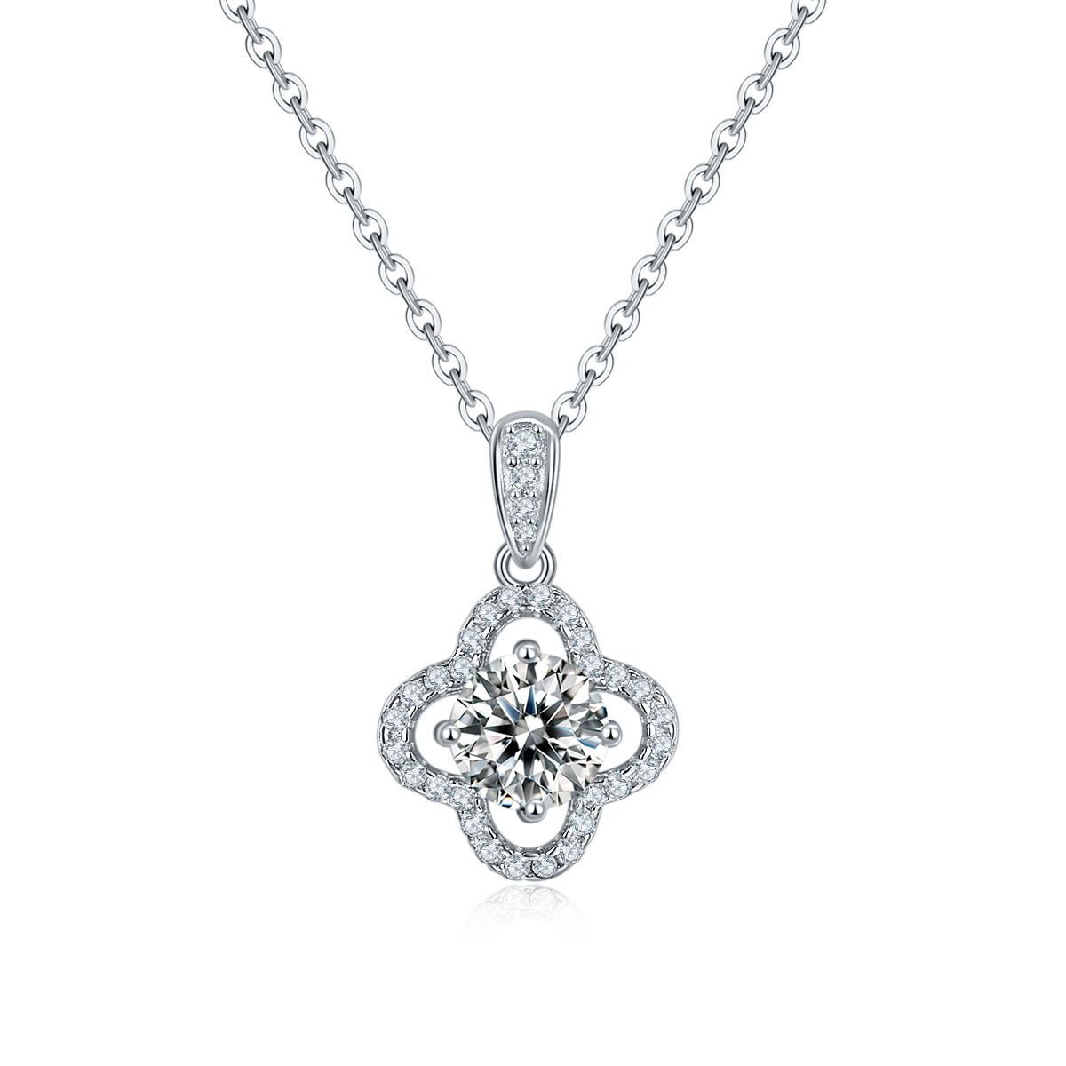 Four-Leaf Clover Pendant with 1.0 Carat Lab-Grown Ruby Necklace