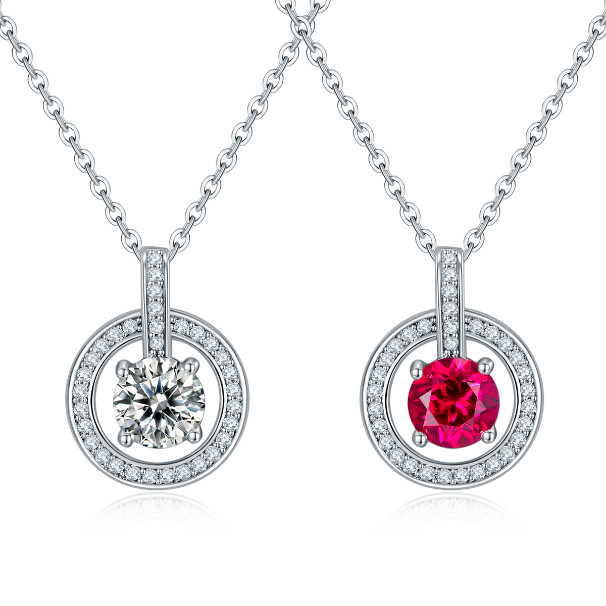 Circle Pendant with 1.0 Carat Lab Grown Ruby Necklace