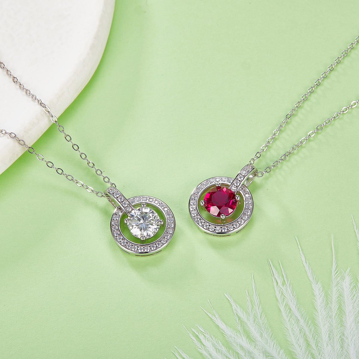 Circle Pendant with 1.0 Carat Lab Grown Ruby Necklace