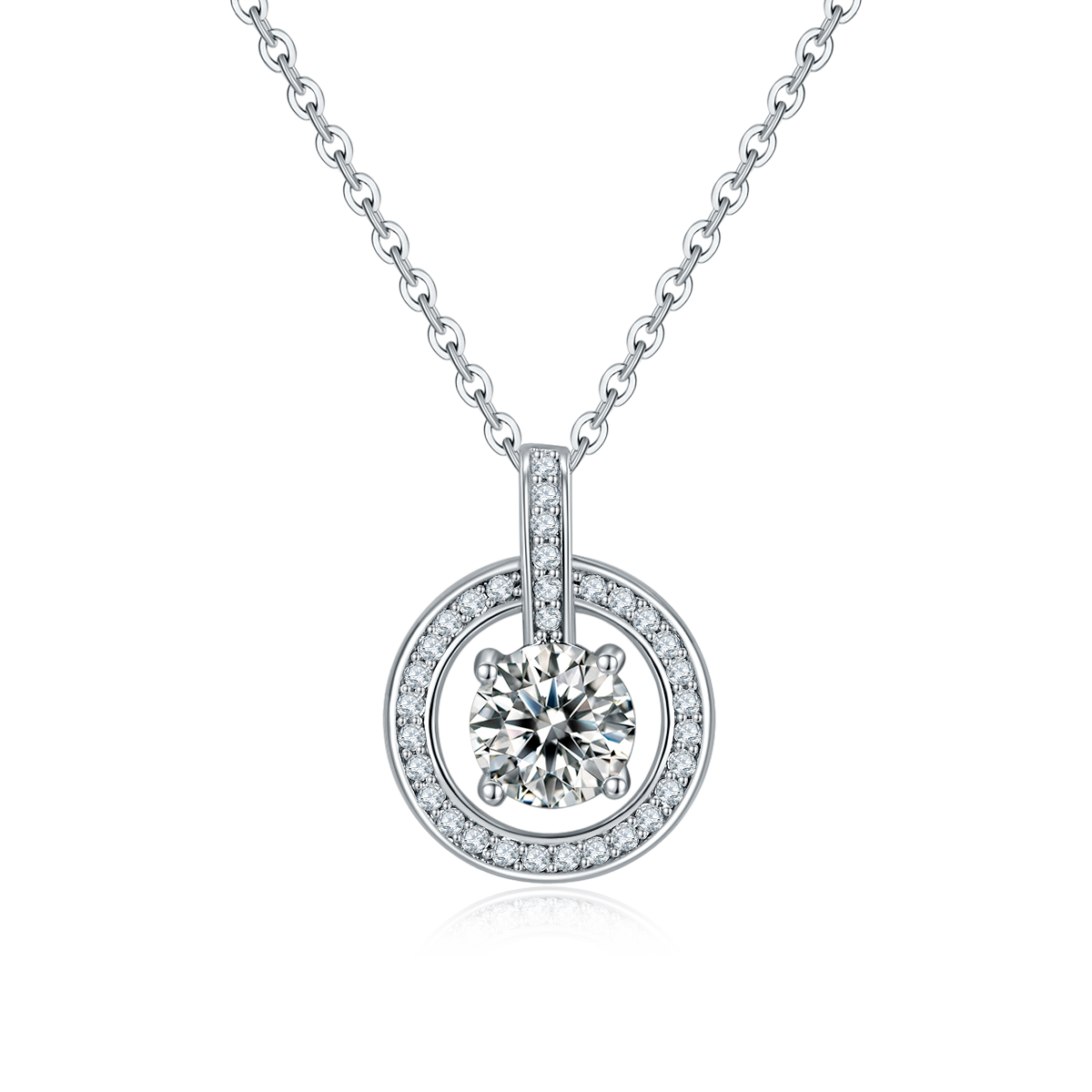 Circle Pendant with 1.0 Carat Lab Grown Ruby Necklace