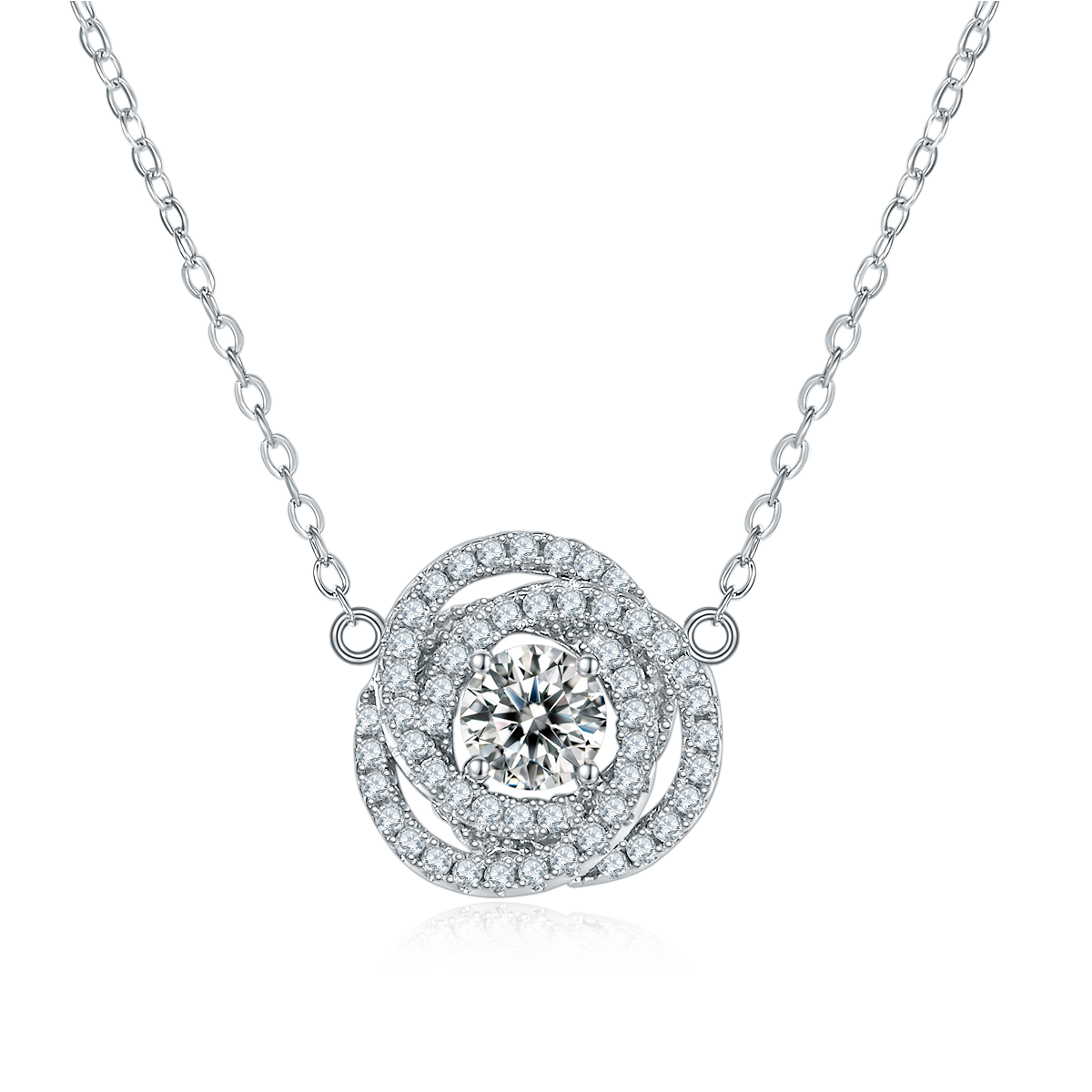 Round Cut Moissanite Pendant S925 Silver Plated Necklace