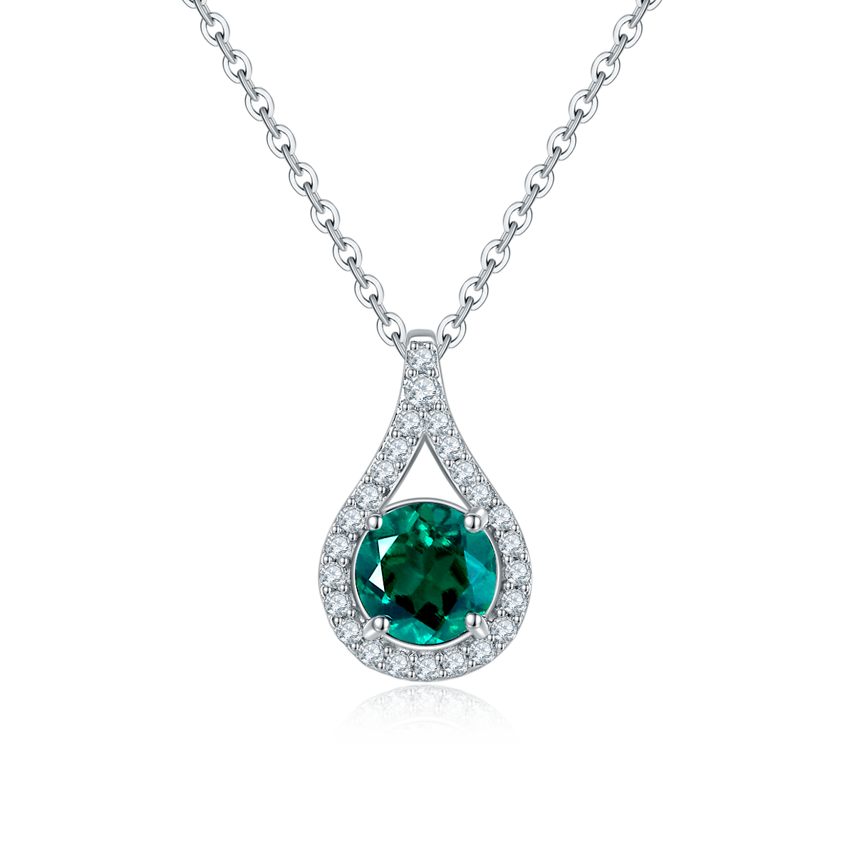 Water Droplet Pendant with 1.0 Carat Lab Grown Gemstone Necklace