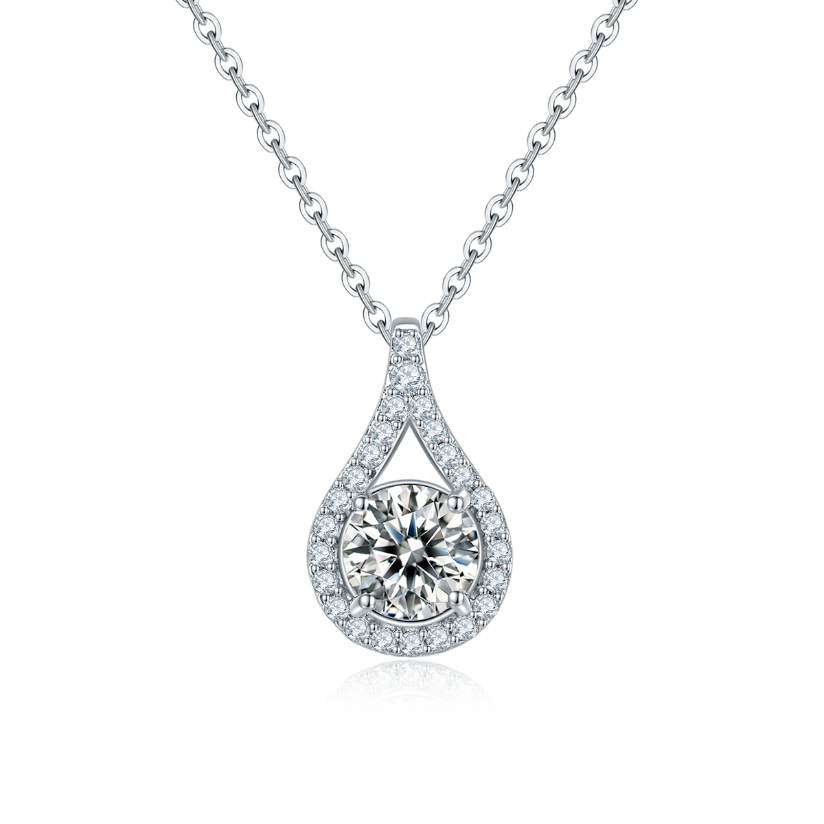 Water Droplet Pendant with 1.0 Carat Lab Grown Gemstone Necklace