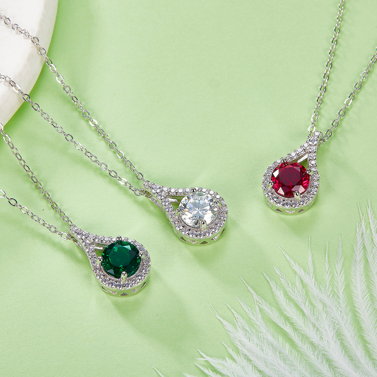 Water Droplet Pendant with 1.0 Carat Lab Grown Gemstone Necklace