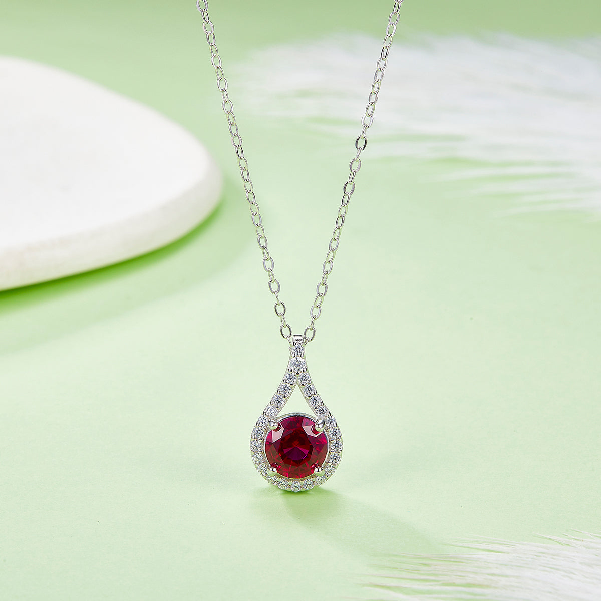 Water Droplet Pendant with 1.0 Carat Lab Grown Gemstone Necklace