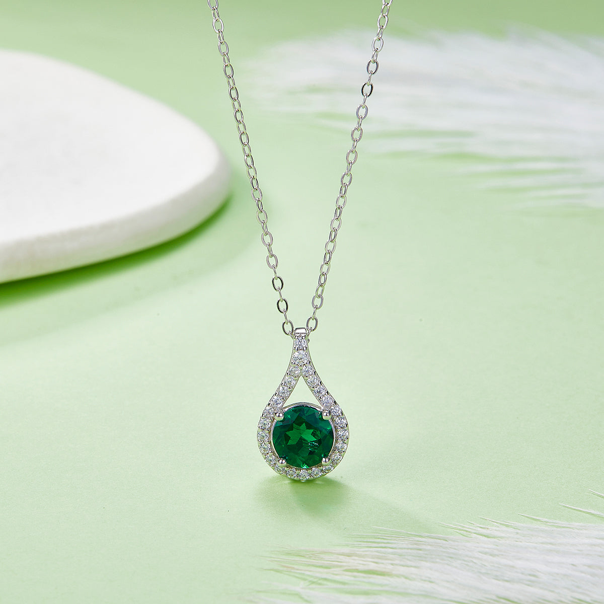 Water Droplet Pendant with 1.0 Carat Lab Grown Gemstone Necklace
