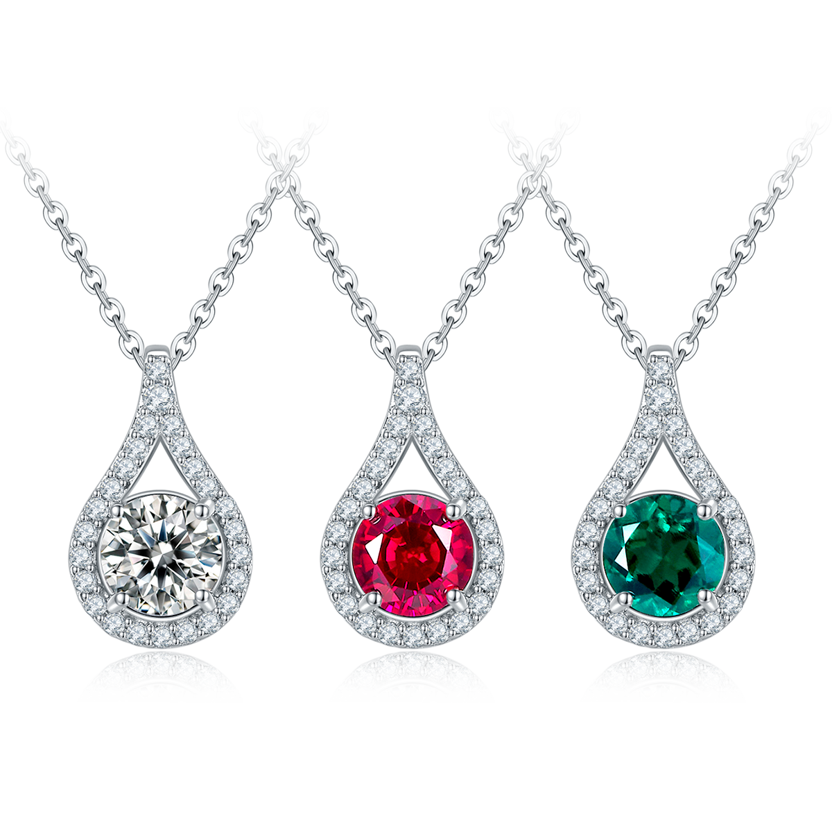 Water Droplet Pendant with 1.0 Carat Lab Grown Gemstone Necklace