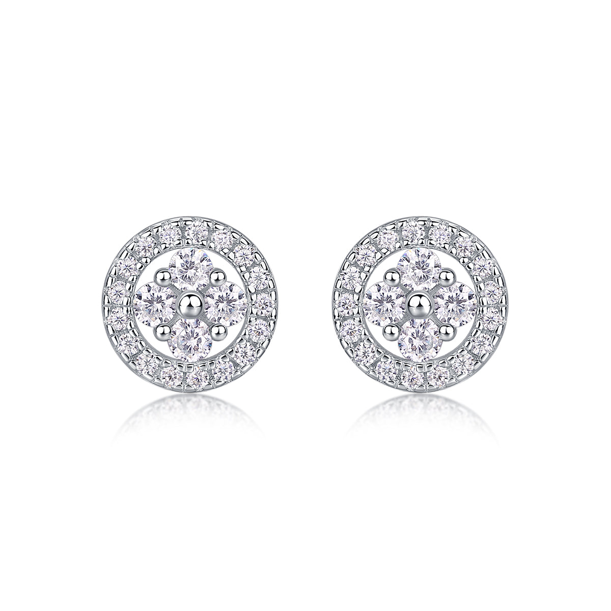 S925 Silver Plated 18K Platinum Moissanite Stud Earrings