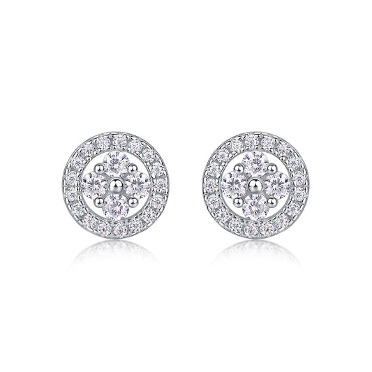 S925 Silver Plated 18K Platinum Moissanite Stud Earrings