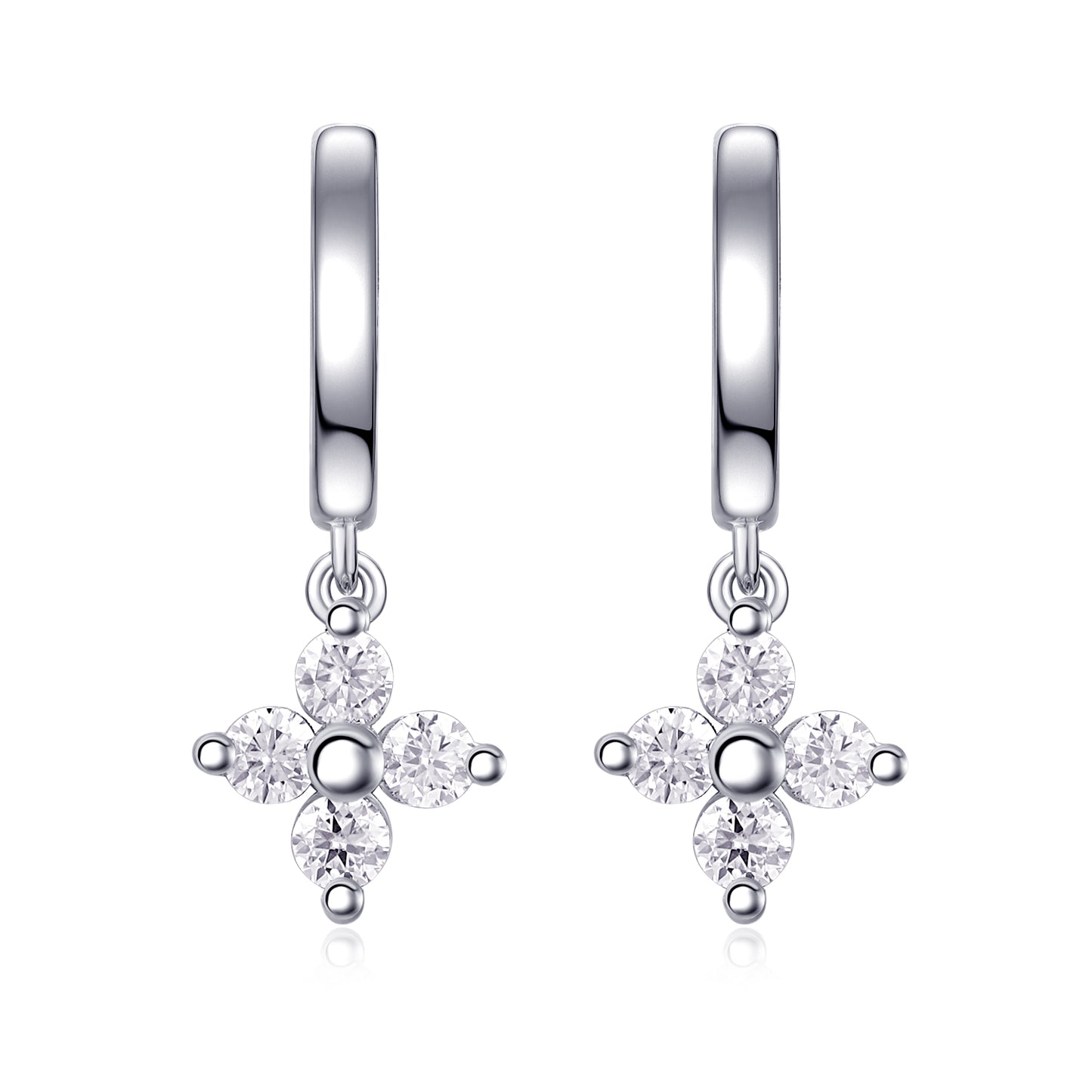Flower Pendant with 0.8 Carat Moissanite S925 Silver Plated Earrings