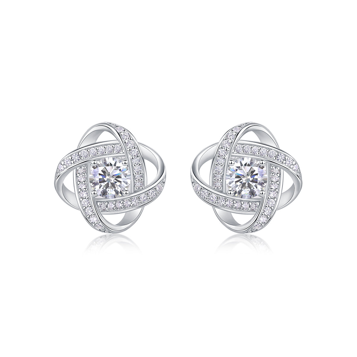 1.0 Carat Round Cut Moissanite S925 Silver Plated Earrings