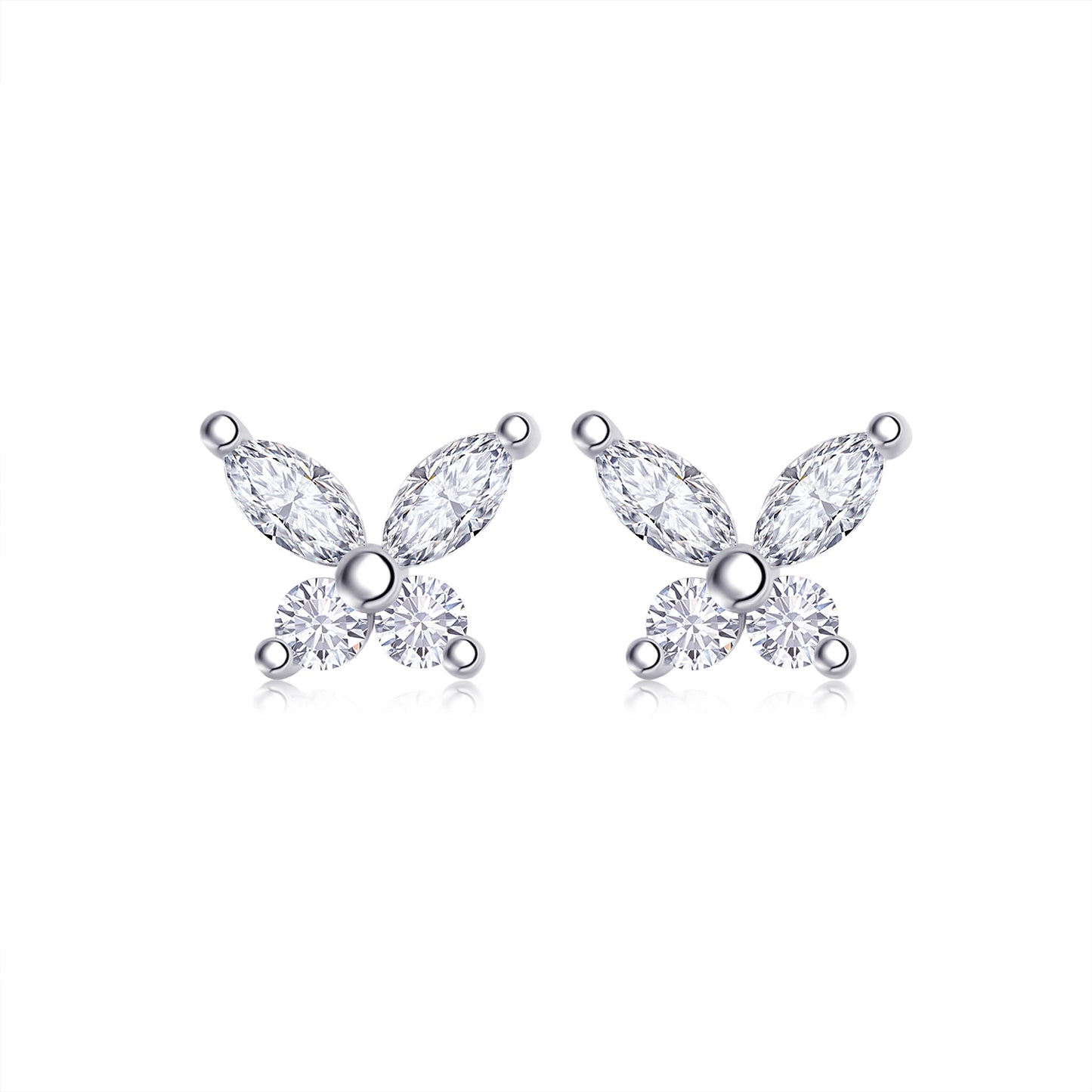 0.73 Carat Moissanite S925 Silver Plated 18K Platinum Butterfly Stud Earrings
