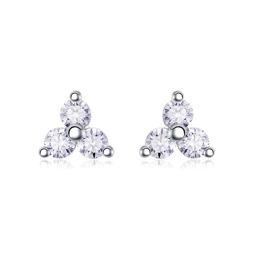 0.6 Carat Moissanite S925 Silver Plated 18K Platinum Flower Earrings