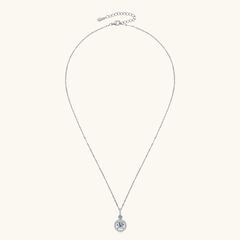 1.0 Carat Round Cut Moissanite Circle Pendant S925 Necklace
