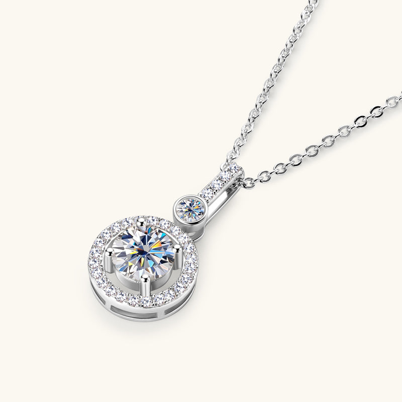 1.0 Carat Round Cut Moissanite Circle Pendant S925 Necklace