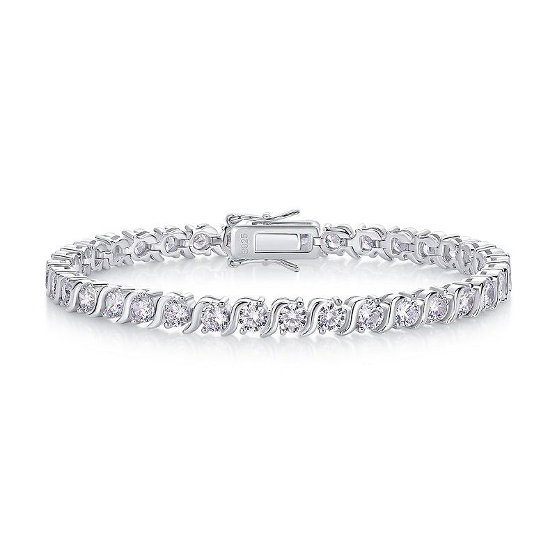 Planderful Moissanite Bracelet For Women 0.3Ct Full Round Sparkle S925 Silver Plated