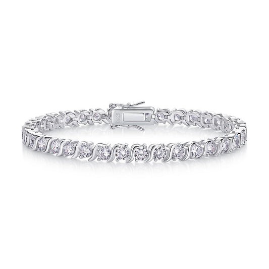 Planderful Moissanite Bracelet For Women 0.3Ct Full Round Sparkle S925 Silver Plated