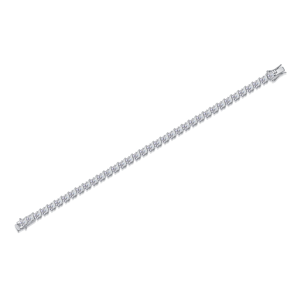 Planderful Moissanite Bracelet For Women 0.3Ct Full Round Sparkle S925 Silver Plated
