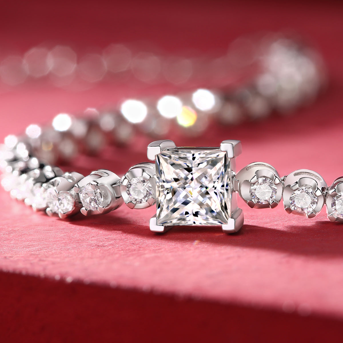 1.0 Carat Princess Cut Moissanite S925 Silver Plated Bracelet