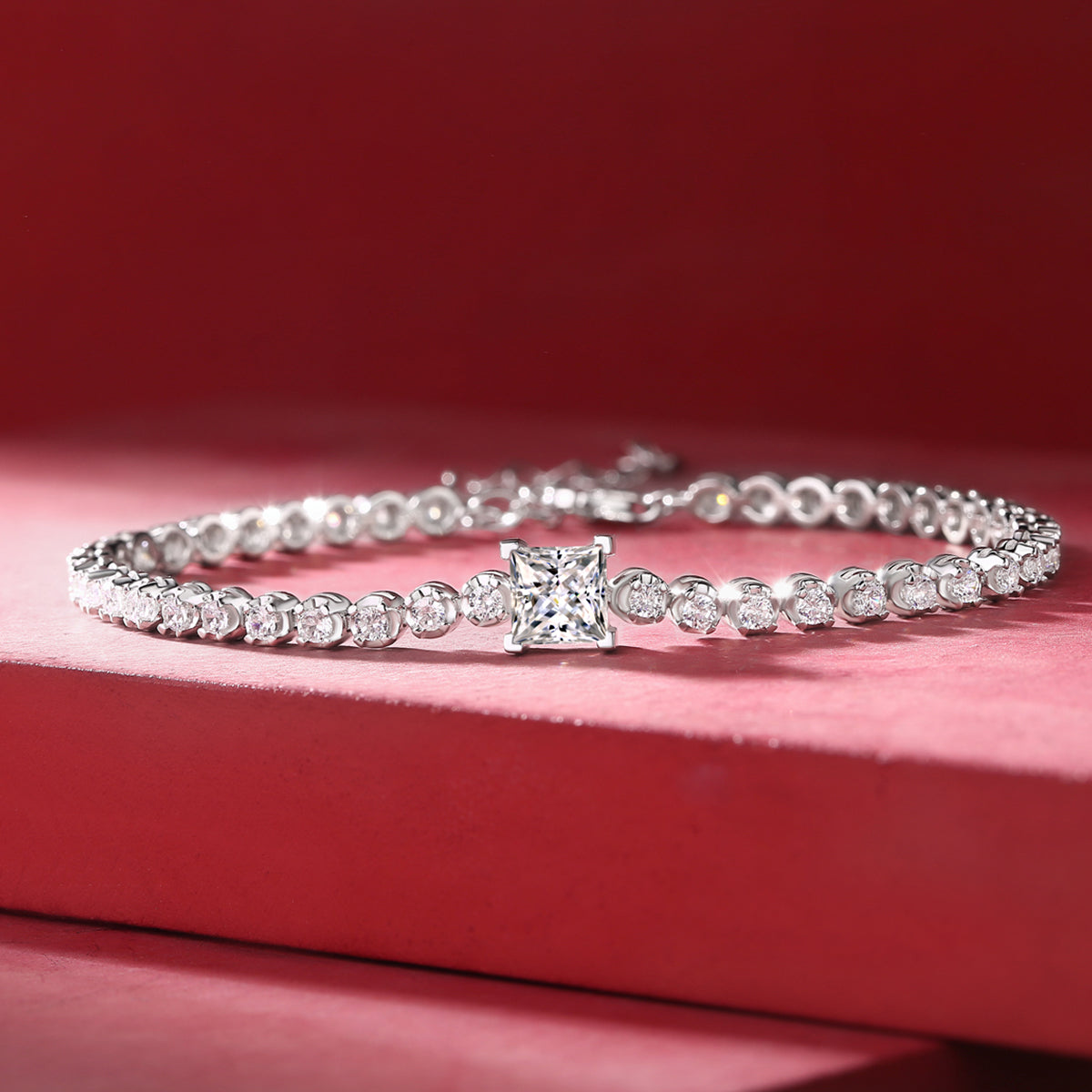 1.0 Carat Princess Cut Moissanite S925 Silver Plated Bracelet
