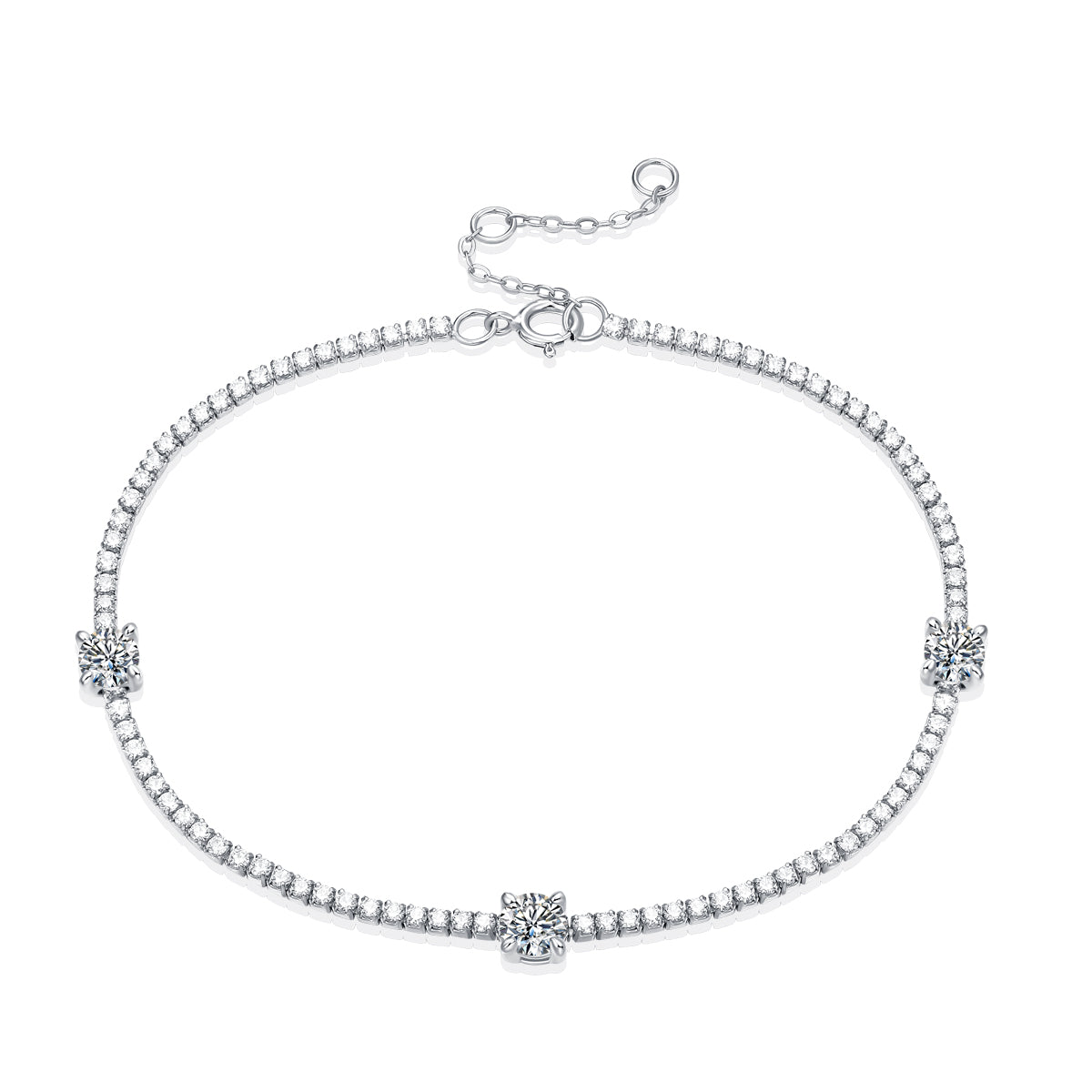 Planderful Moissanite Tennis Bracelet 0.3Ct Main Stone S925 Silver Plated Lux Gift For Her