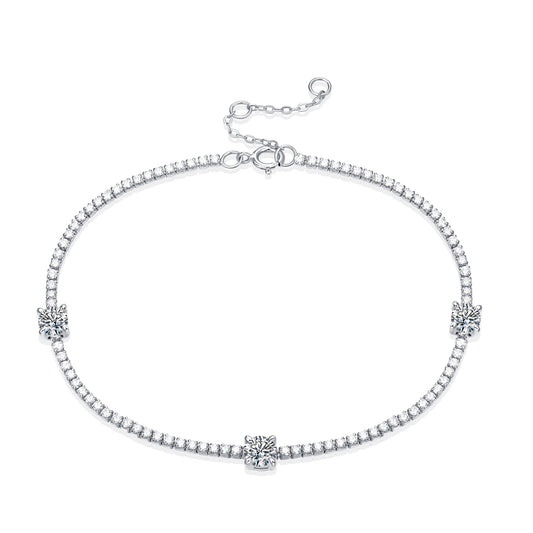 Planderful Moissanite Tennis Bracelet 0.3Ct Main Stone S925 Silver Plated Lux Gift For Her