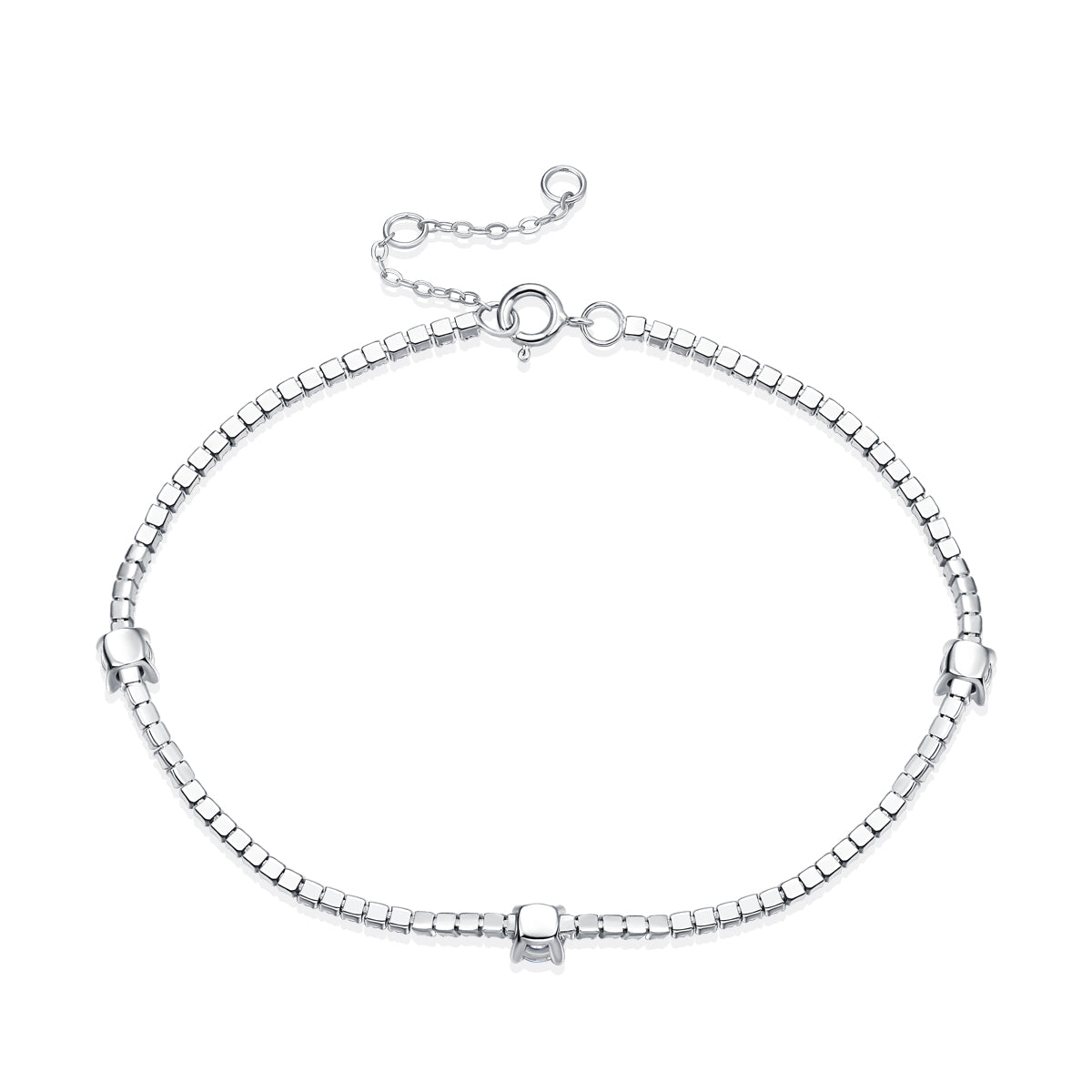 Planderful Moissanite Tennis Bracelet 0.3Ct Main Stone S925 Silver Plated Lux Gift For Her